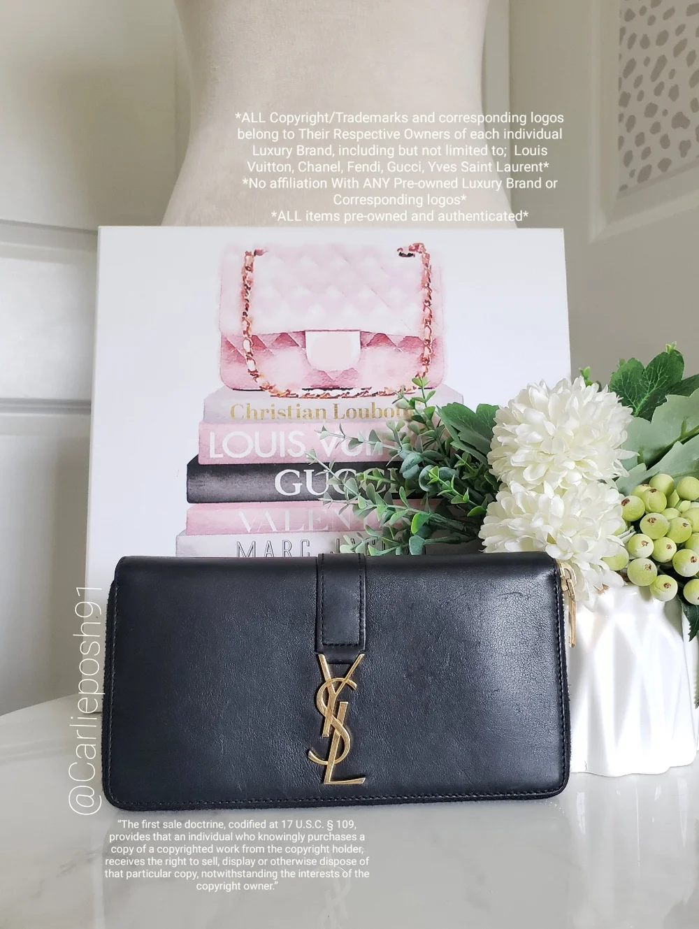 Authentic Pre-owned Yves Saint Laurent Zip Around Wallet - Picture 2 of 14